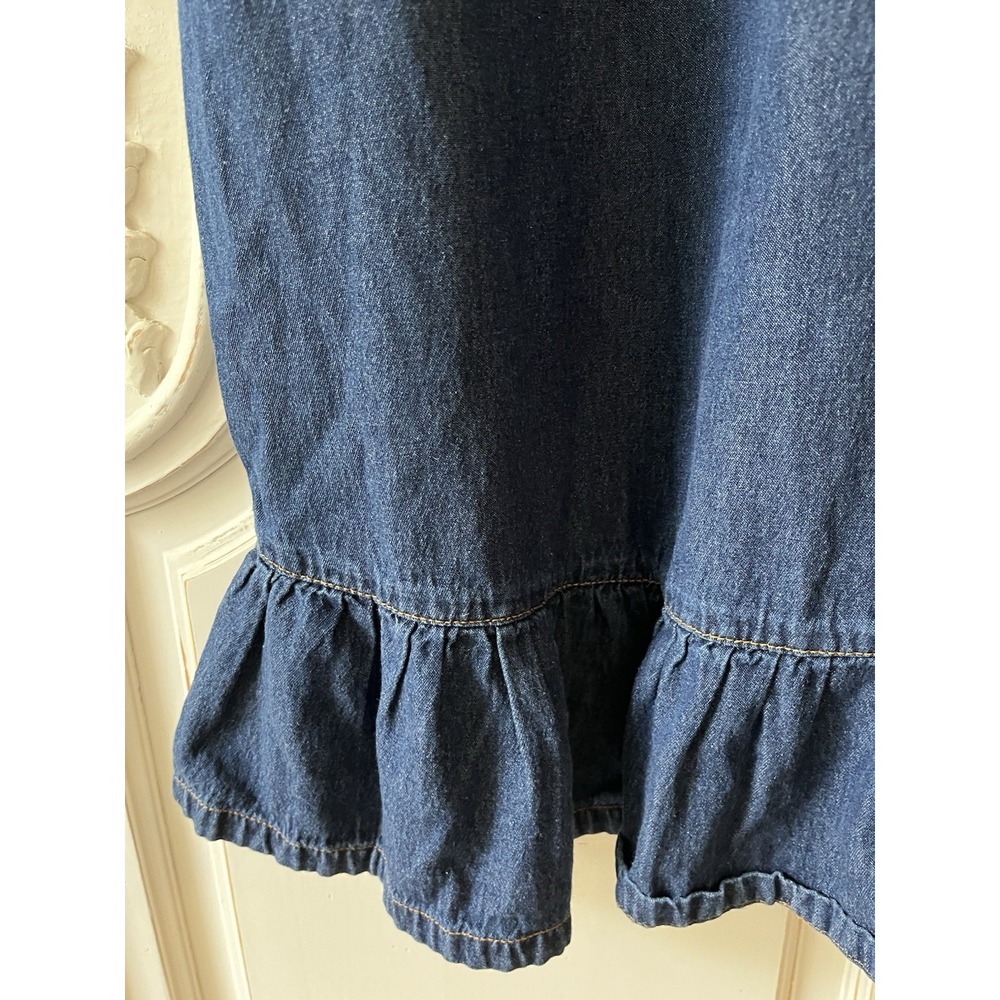 Vermont Country Store Denim Dress Embroidered Floral Peasant Boho Size L - Picture 6 of 10